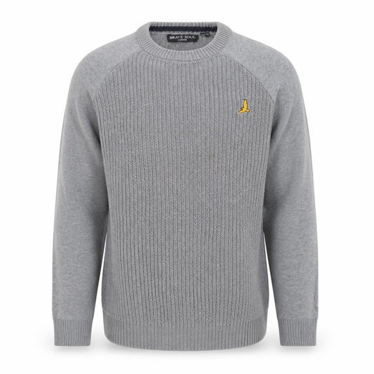 Brave Soul Men Grey Crew Neck Pullover Jumper Size S Cotton Knit