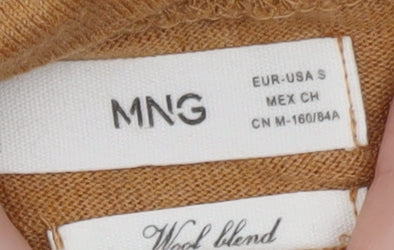 MNG Women’s Beige Roll Neck Wool Blend Pullover Jumper Size S