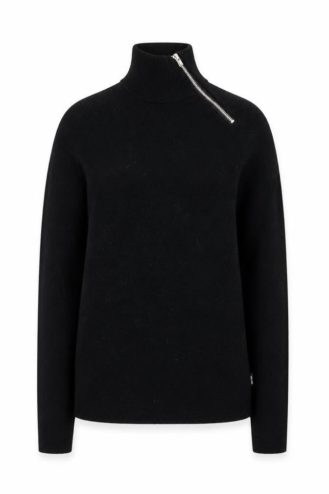 Only & Sons Unisex Black XS Mock Neck Zip Cotton Jumper