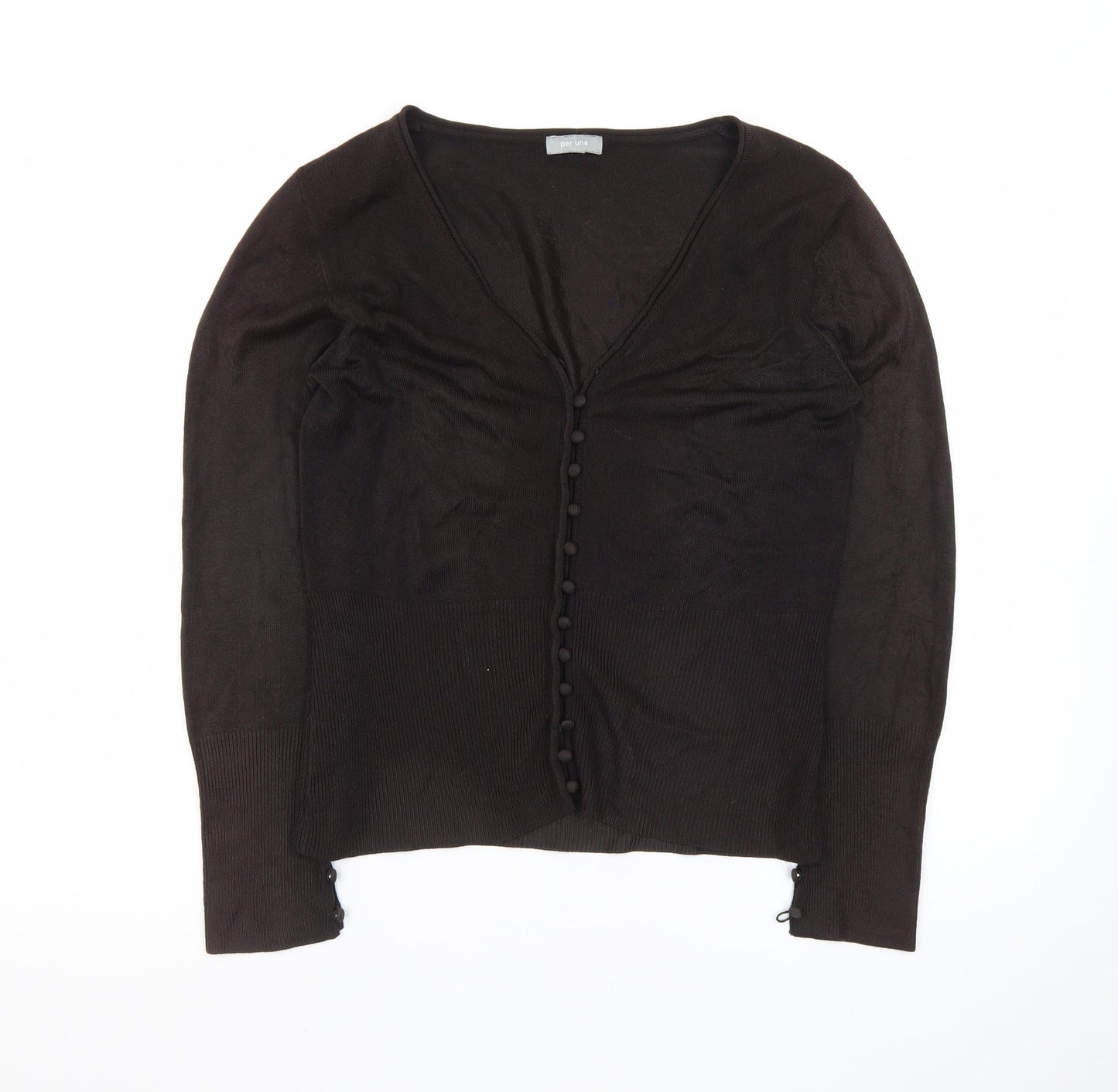 Marks and Spencer Per Una Women's Black V-Neck Button Cardigan Size 16