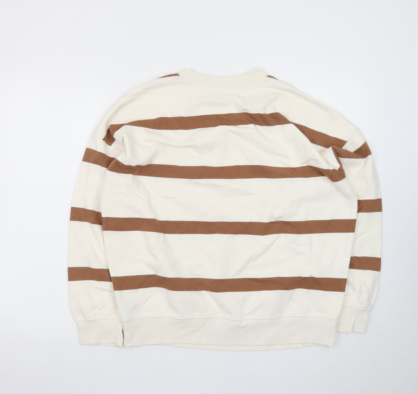 Marks and Spencer Women’s Beige Stripe Crew Neck Sweatshirt Size M