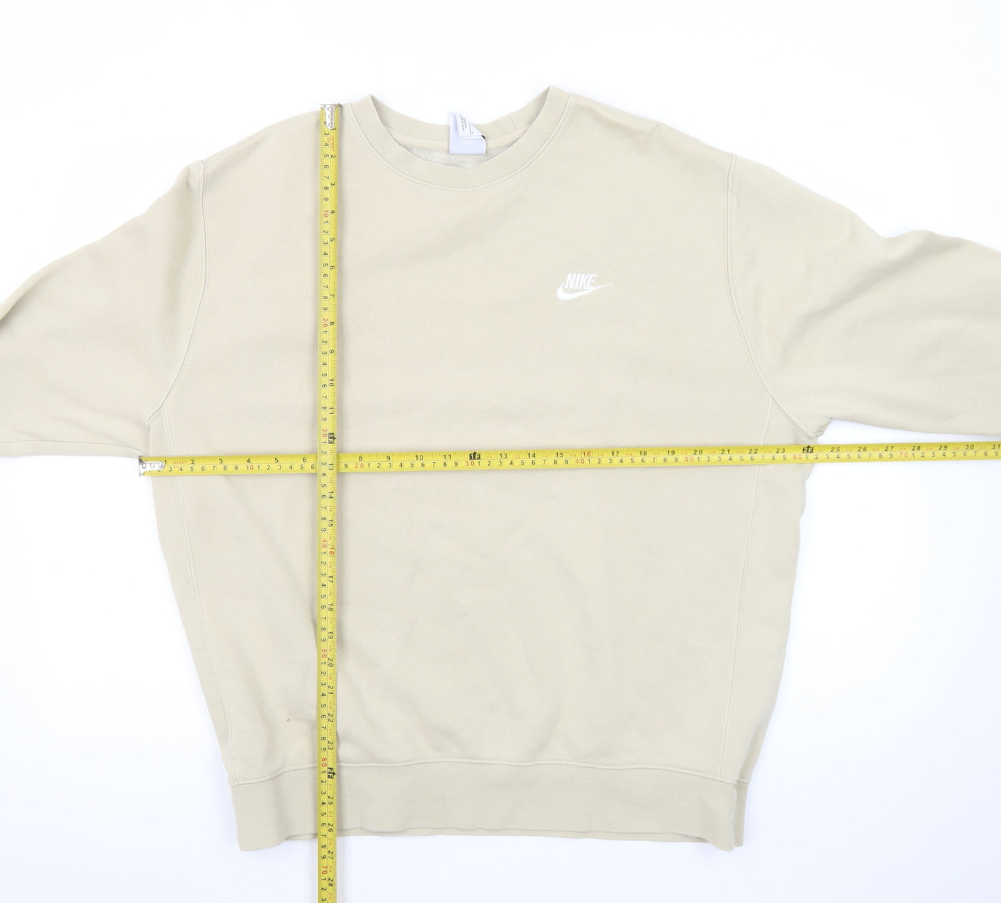 Nike Womens Beige Crew Neck Pullover Sweatshirt Size L Cotton Blend