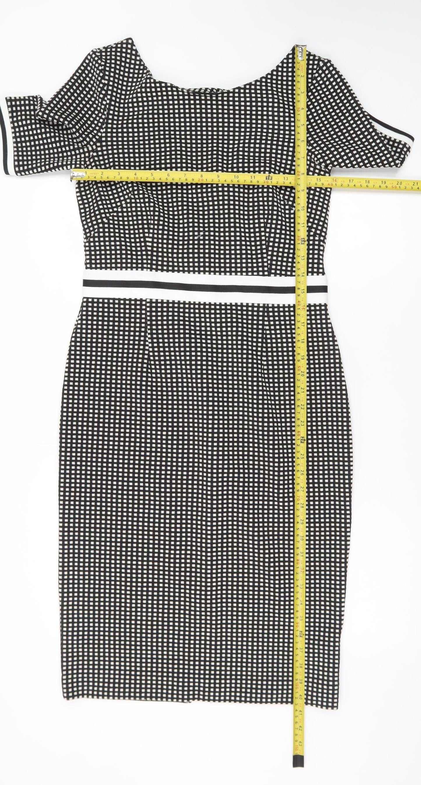 Next Women’s Black Check Bodycon Knee Length Dress Size 10