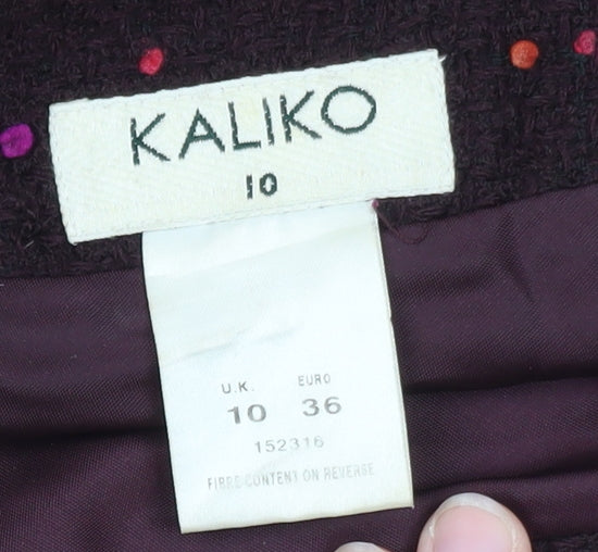 Kaliko Women Brown Geometric Wool Blend Lined Midi Trumpet Skirt Size 10