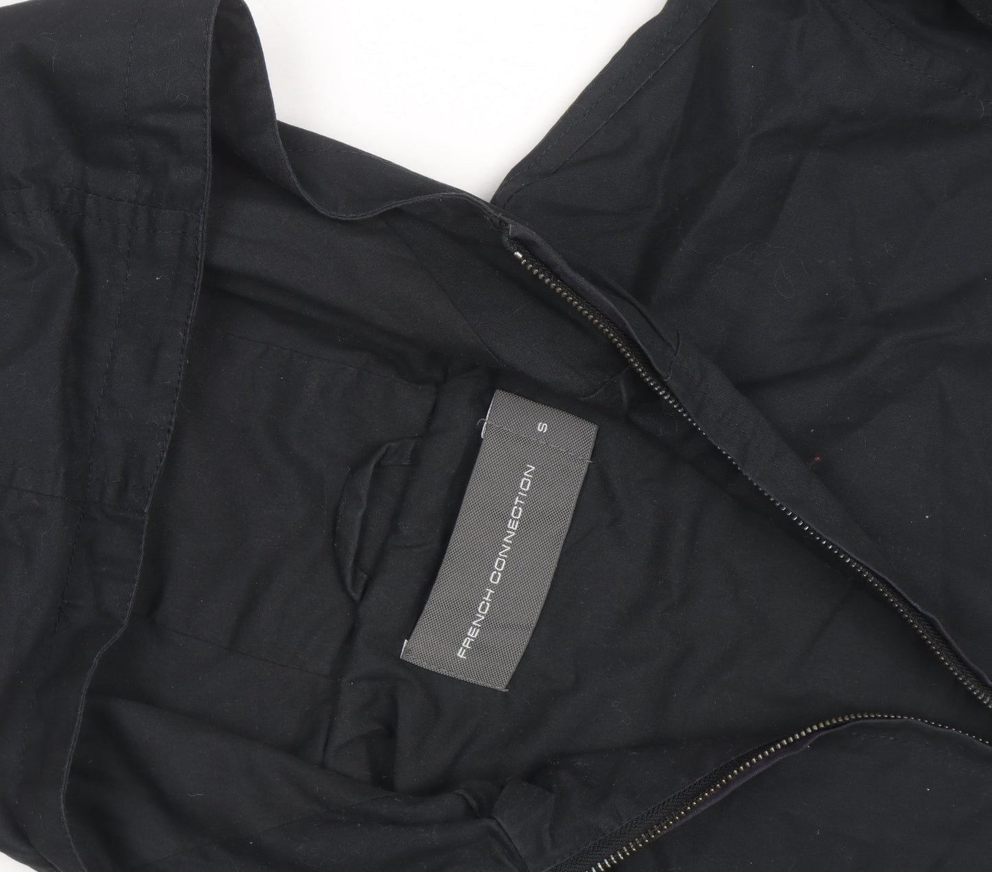 French Connection Men's Black Hooded Full Zip Windbreaker Jacket Size S