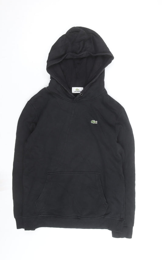 Lacoste Men's Black Pullover Hoodie M Regular Fit Logo Cotton