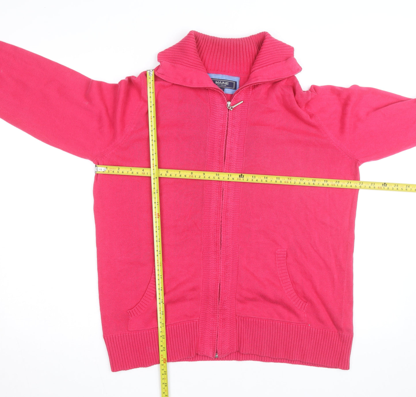 Maine New England Womens Pink Full Zip Cotton Jumper Size 16