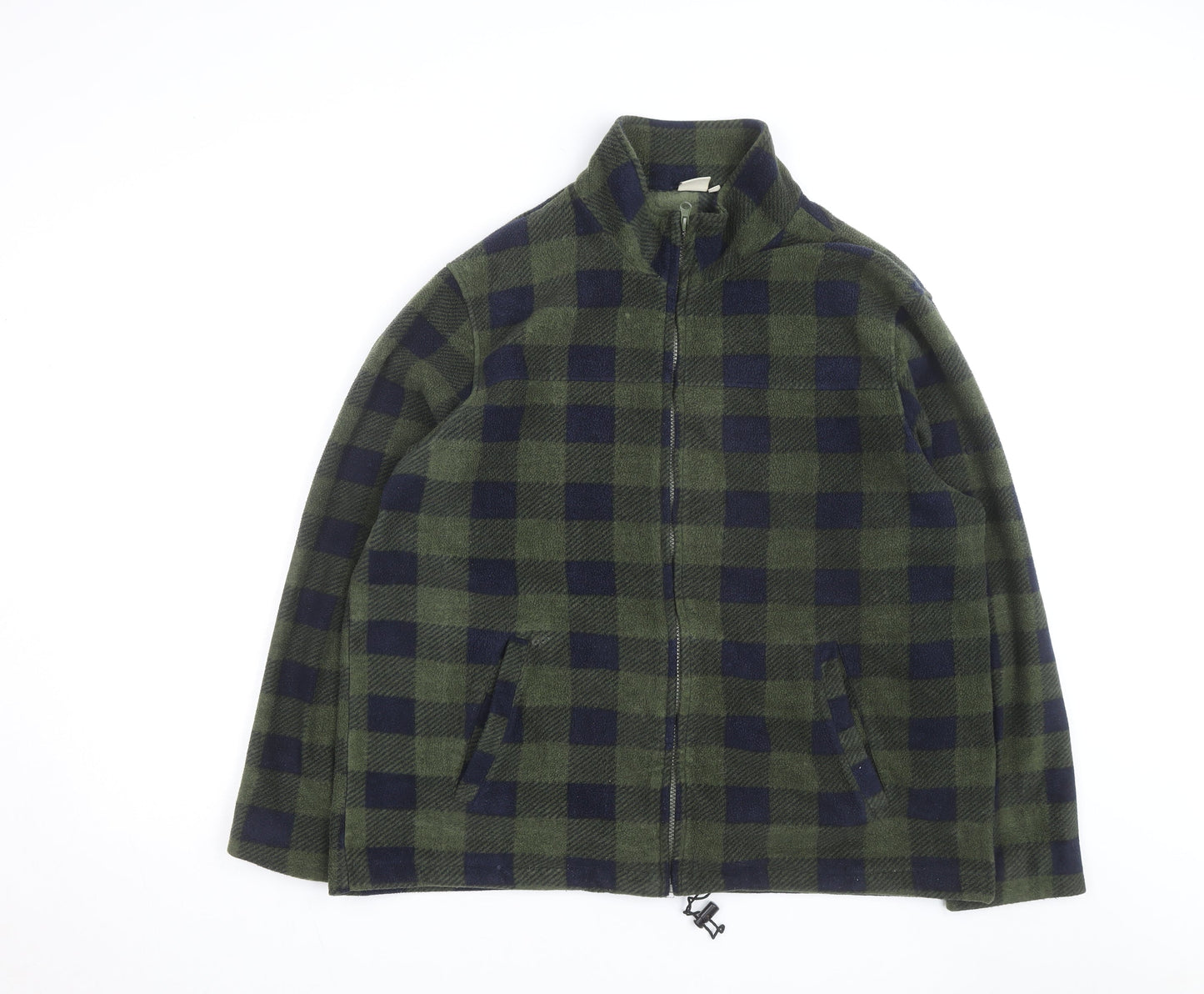 Cotton Traders Men's Green Check Fleece Full Zip Jacket XL