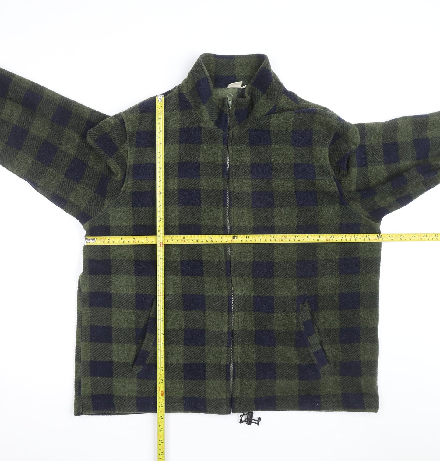 Cotton Traders Men's Green Check Fleece Full Zip Jacket XL