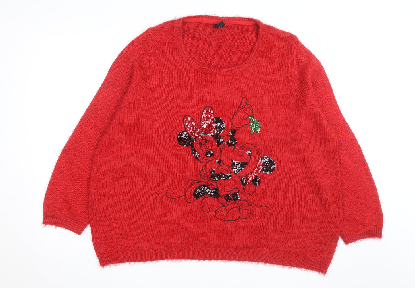 Disney x George Women’s Red Minnie Mouse Christmas Jumper Size 24