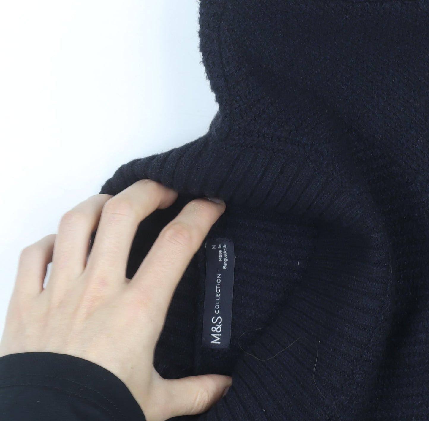 Marks and Spencer Men's Black Wool Blend Mock Neck Jumper M