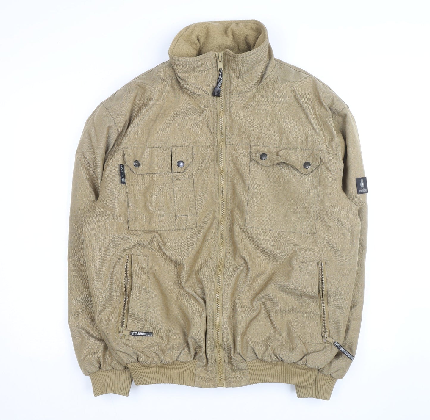 Mascot Men's Beige L Bomber Jacket Cotton Blend Full Zip Workwear