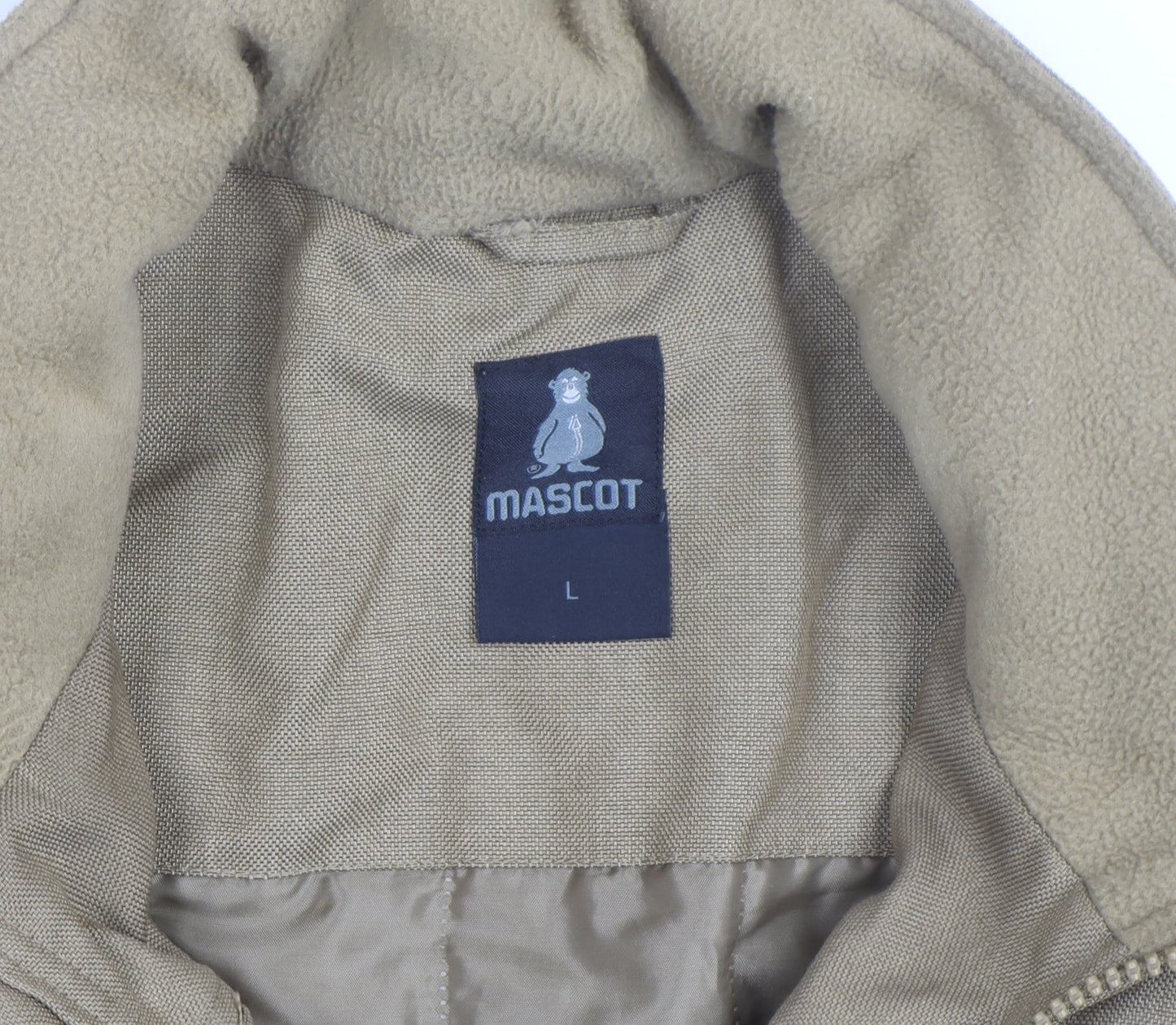 Mascot Men's Beige L Bomber Jacket Cotton Blend Full Zip Workwear
