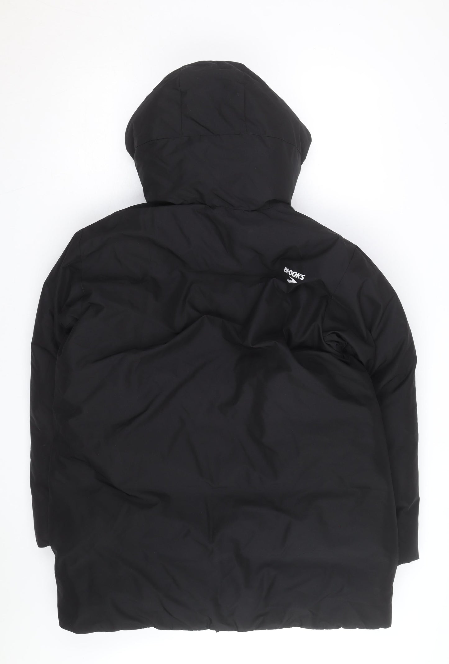 Brooks Men's Black Hooded Puffer Jacket M Winter Warm