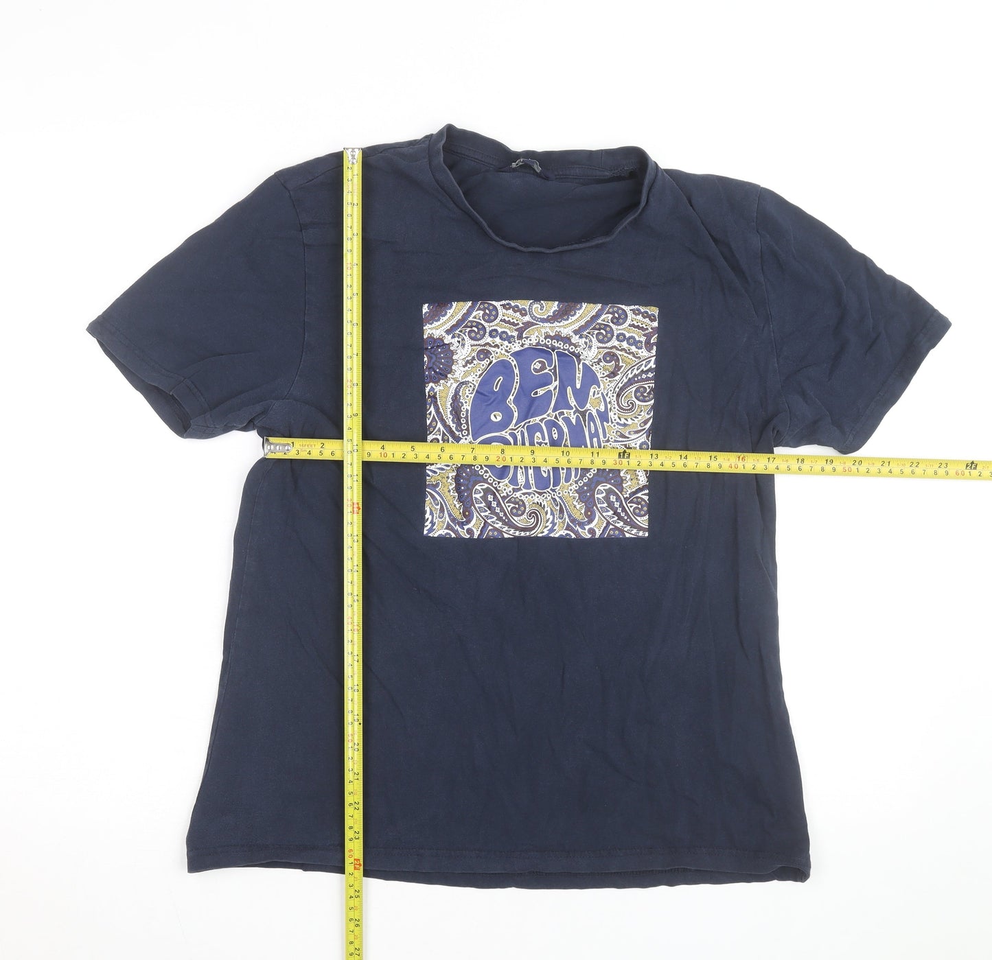 Ben Sherman Men's Blue Paisley Graphic Cotton T-Shirt Size L