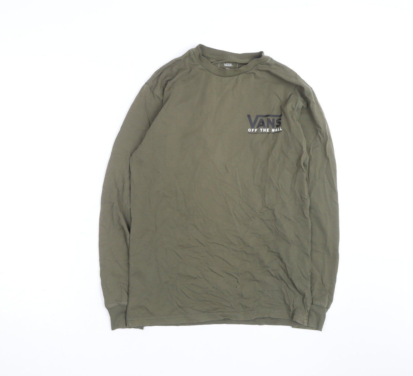 Vans Men's Green Classic Fit Long Sleeve Cotton T-Shirt Size S