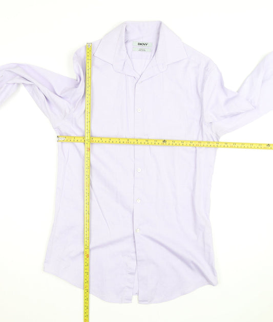 DKNY Women's Purple Slim Fit Long Sleeve Button-Up Shirt M