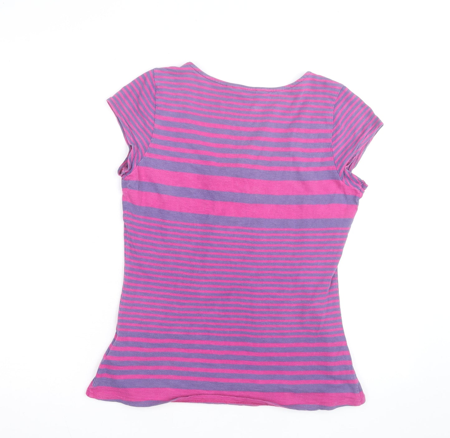 White Stuff Women's Multicoloured Striped Cotton Scoop Neck T-Shirt Size 12