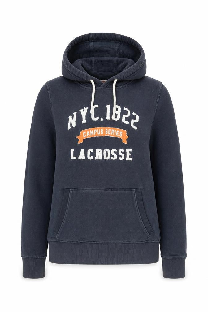 Authentic Authentic Apparel Co. Women’s Navy Blue Pullover Hoodie Size 10 Lacrosse Print