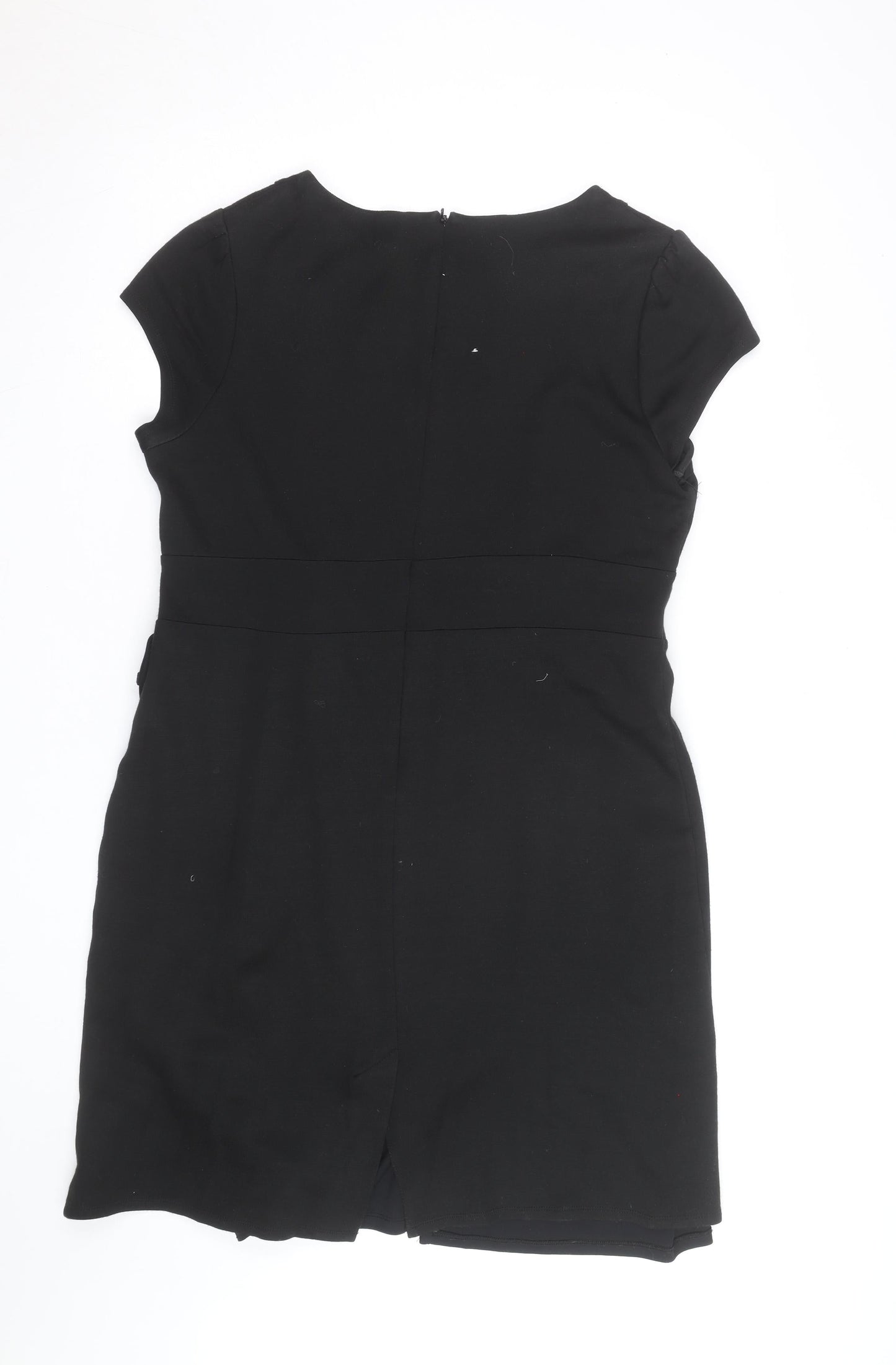 Laura Ashley Women's Black Size 8 Bow Sheath Knee Length Dress