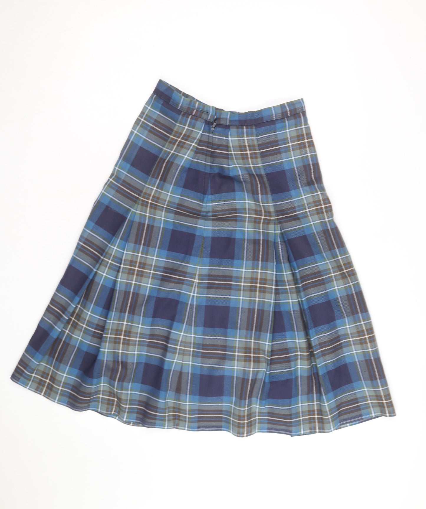 Kangol Australia Women's Blue Plaid Pleated Knee Length Skirt Size 8