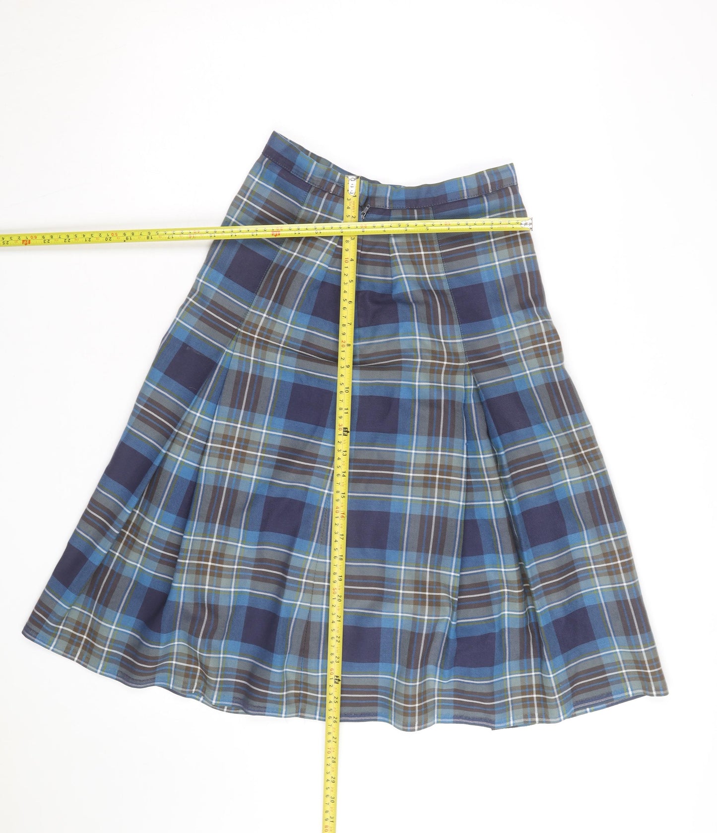 Kangol Australia Women's Blue Plaid Pleated Knee Length Skirt Size 8