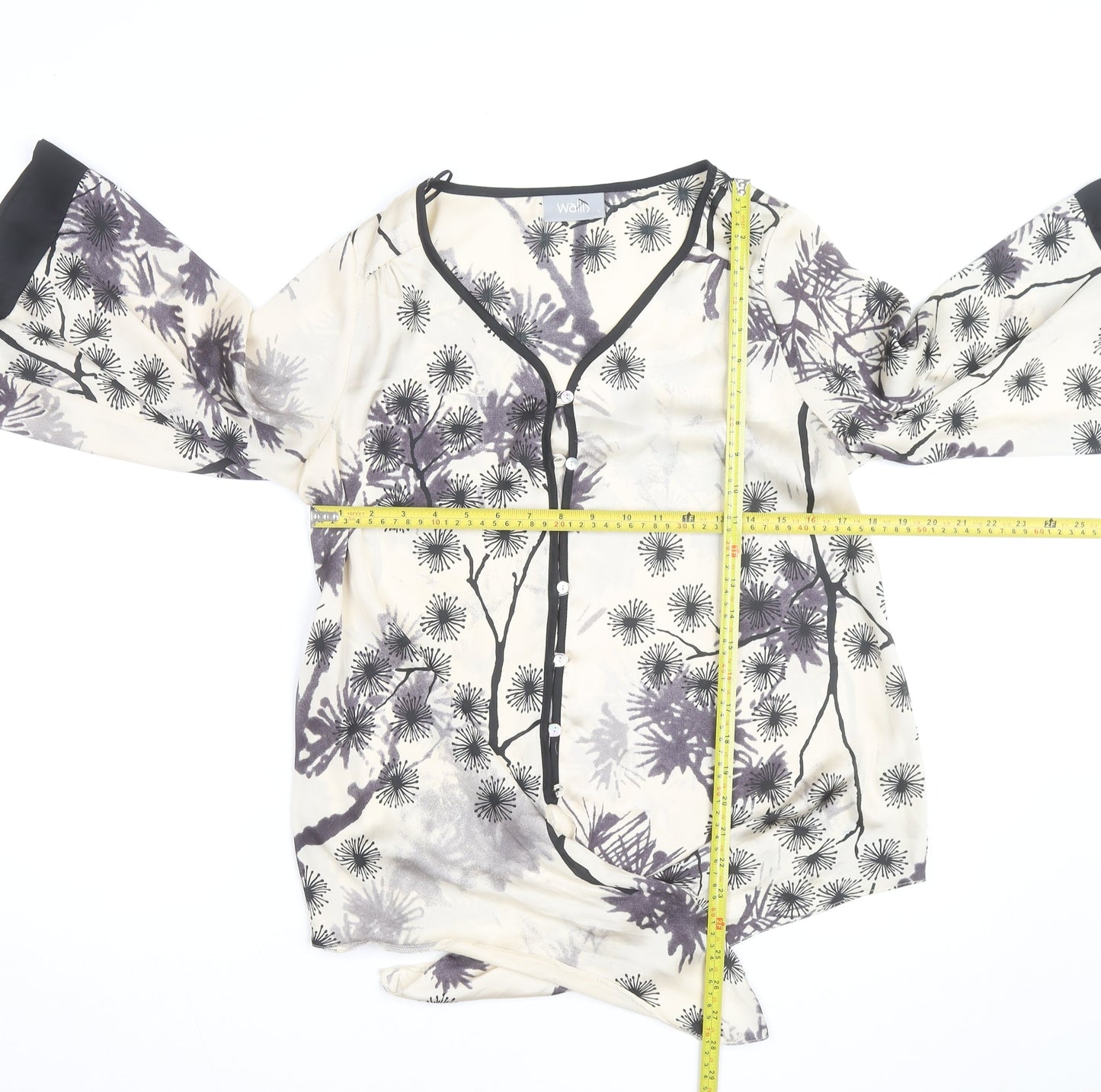 Wallis Women’s Ivory Floral Kimono Blouse Size S Button Front