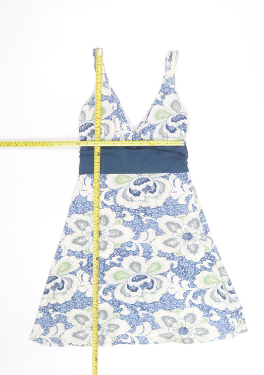 Patagonia Women Blue Floral A-Line Knee Length Cotton Dress S