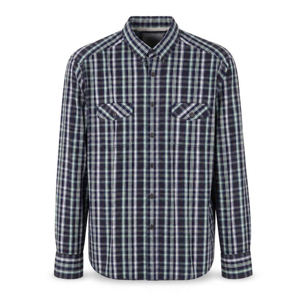 Marks & Spencer Men's Blue Plaid Cotton Button-Up Shirt L