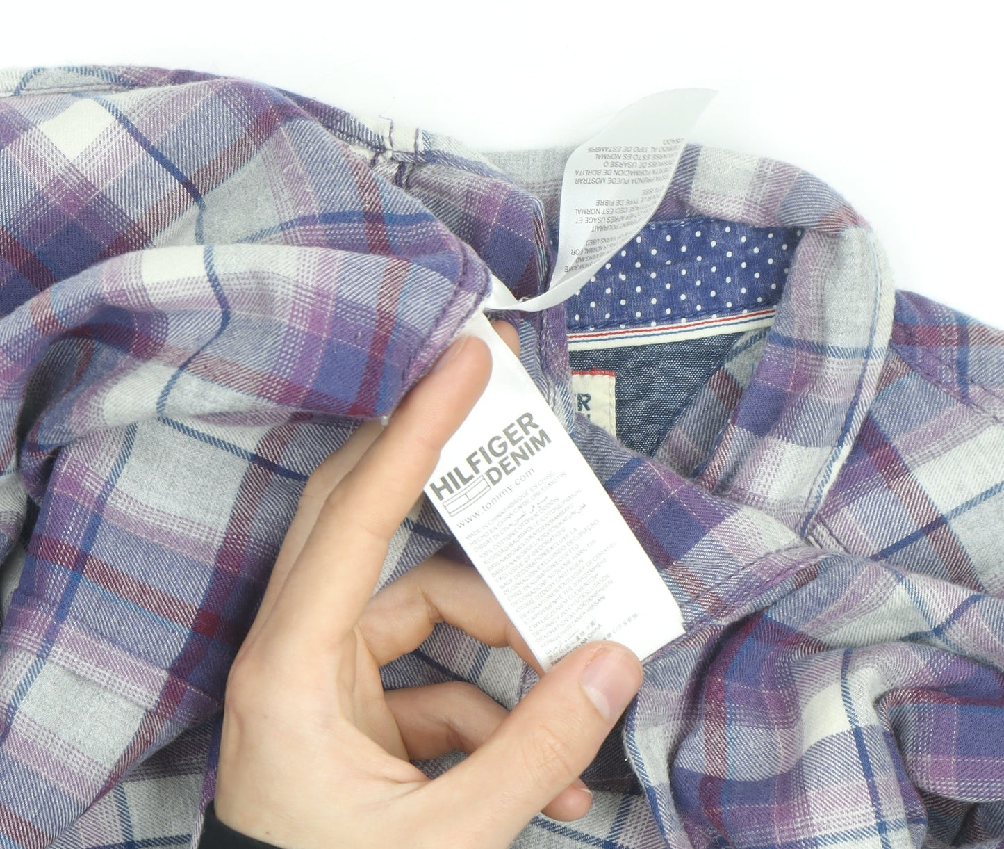 Hilfiger Denim Men's Purple Plaid Flannel Shirt Size S Regular Fit