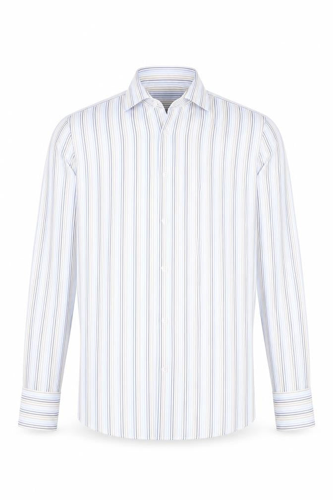 Jeff Banks Men’s Blue Striped Tailored Fit Long Sleeve Shirt 16in