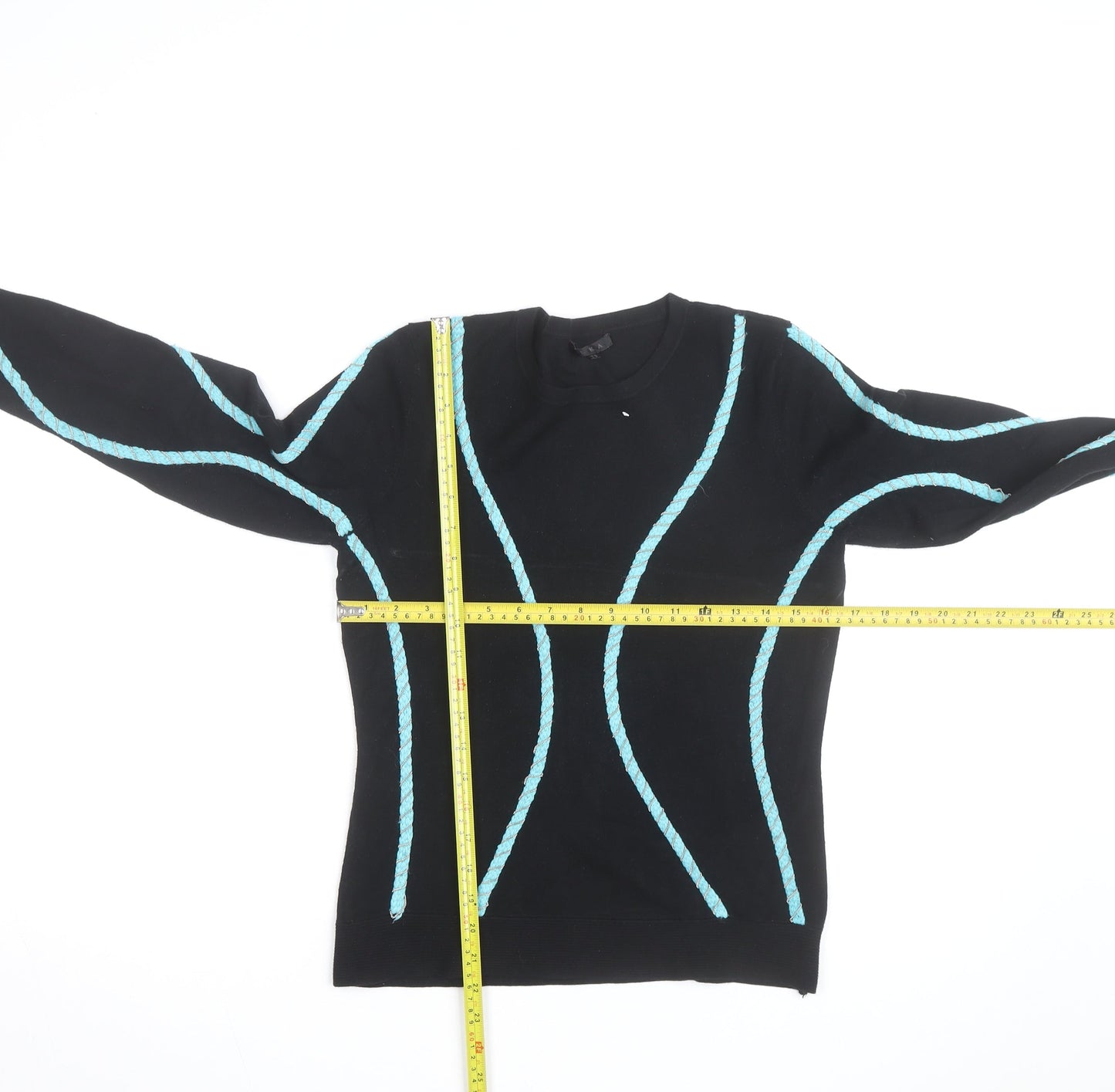 Yuka Women’s Black Knit Pullover Jumper Size 12 Crew Neck Long Sleeve