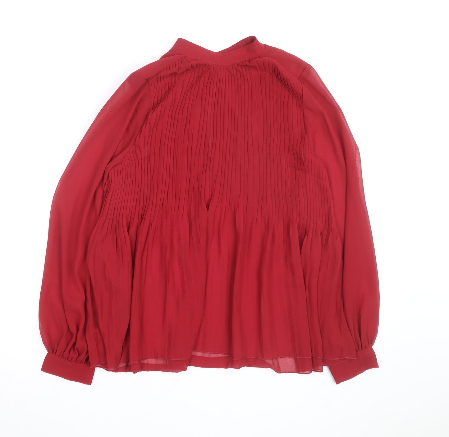 ASOS DESIGN Women Red Pleated Chiffon Tunic Blouse Size 14