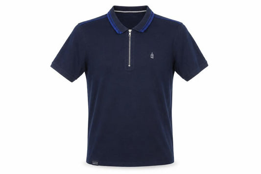 Everton Men's Blue Short Sleeve 1/4 Zip Polo Shirt Size L