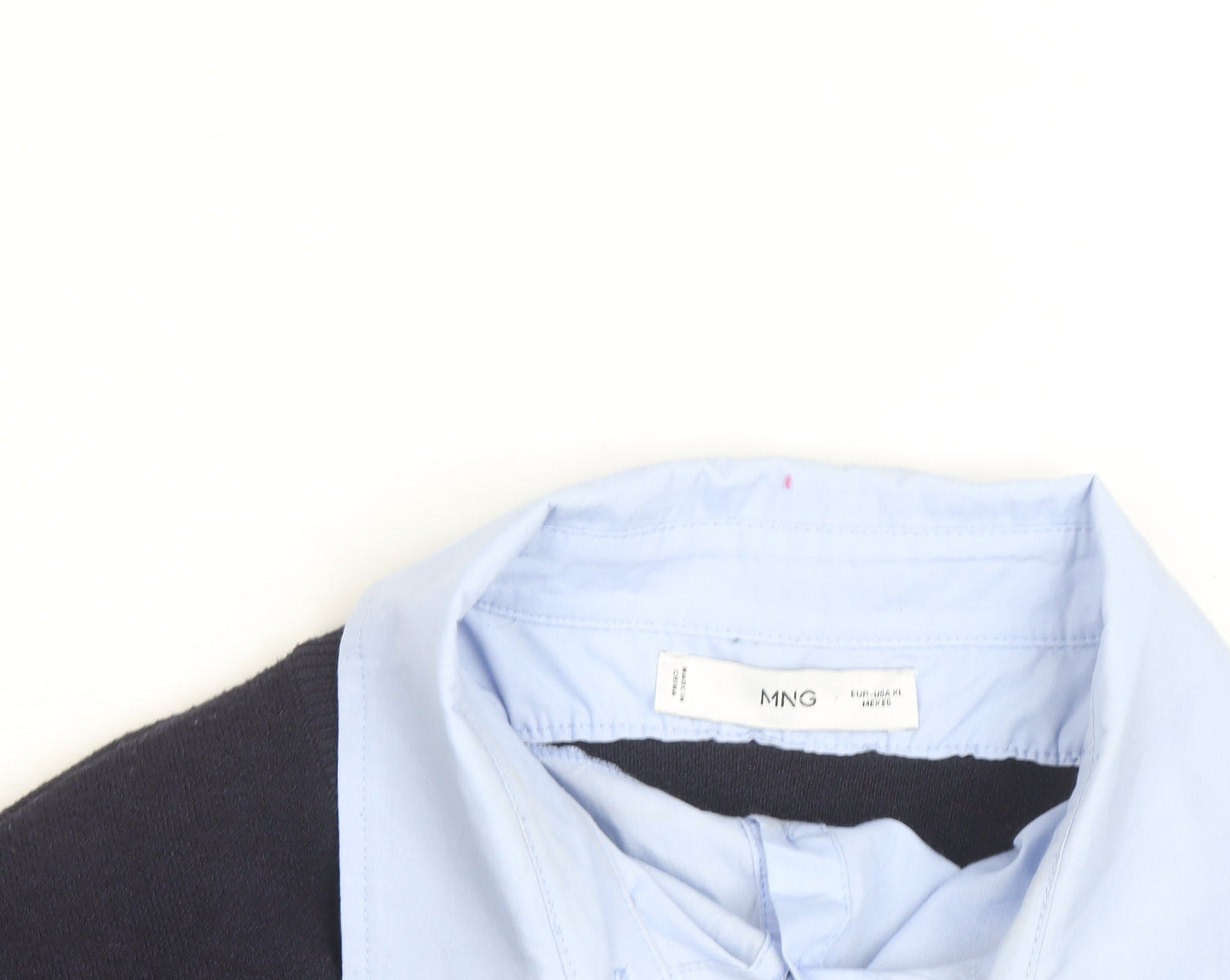 Mango Women Black Crew Neck Pullover Layered Jumper L