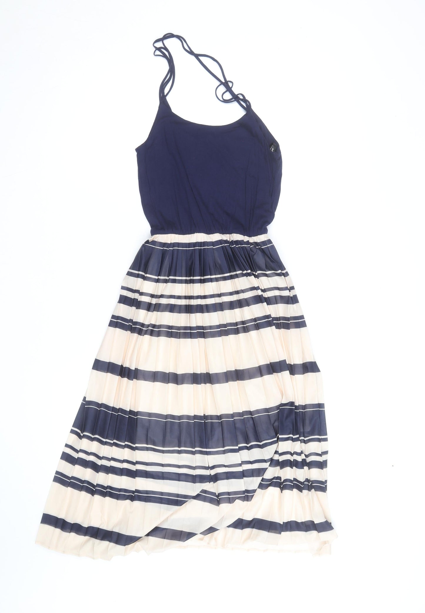 Warehouse Women Blue Striped Midi Slip Dress Size 6