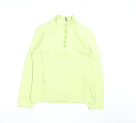 Fat Face Women's Green 1/4 Zip Pullover Sweatshirt Size 10 Fleece Cotton Blend