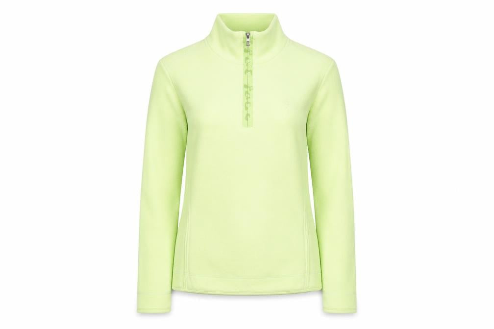 FatFace Women's Green 1/4 Zip Pullover Sweatshirt Size 10 Fleece Cotton Blend