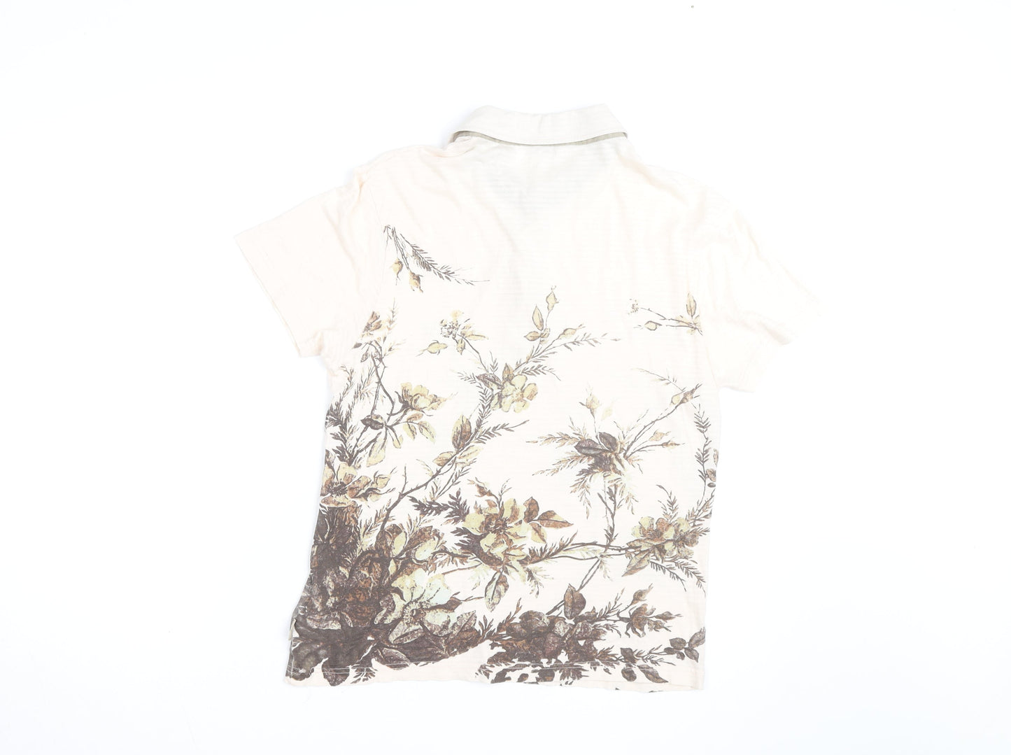 Ted Baker Women’s Beige Floral Polo Cotton Shirt Size 12