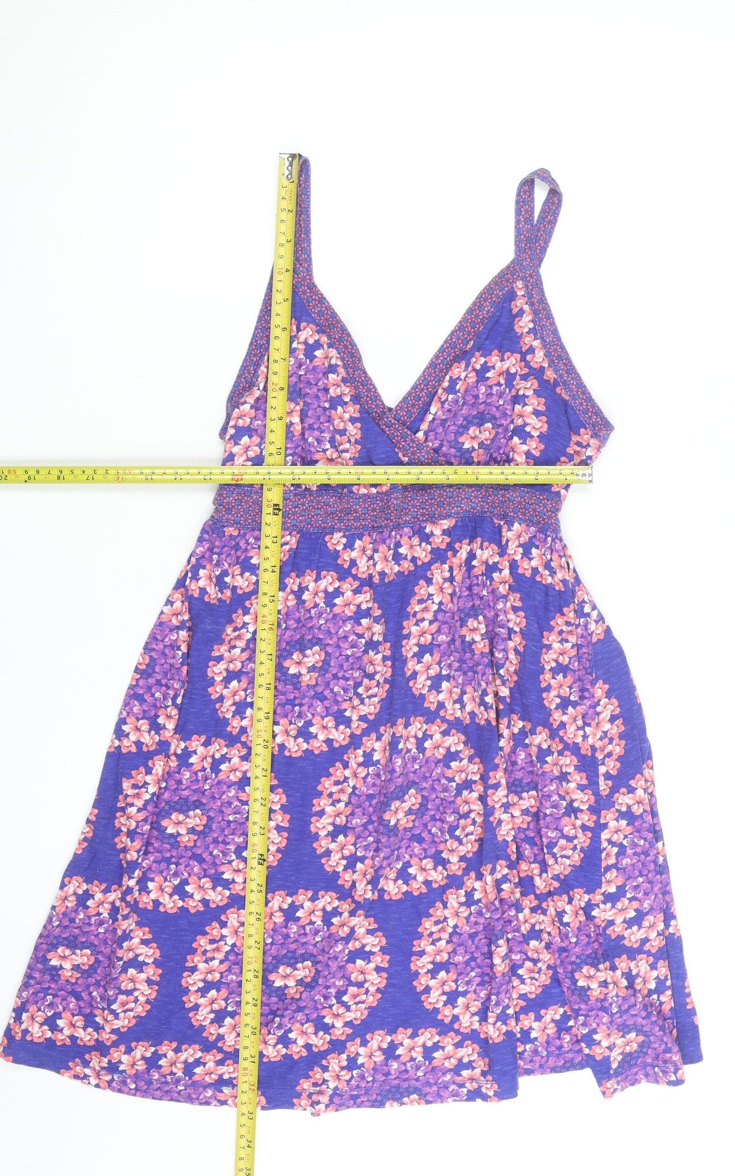 Mantaray Women’s Purple Floral Fit & Flare Summer Dress Size 12