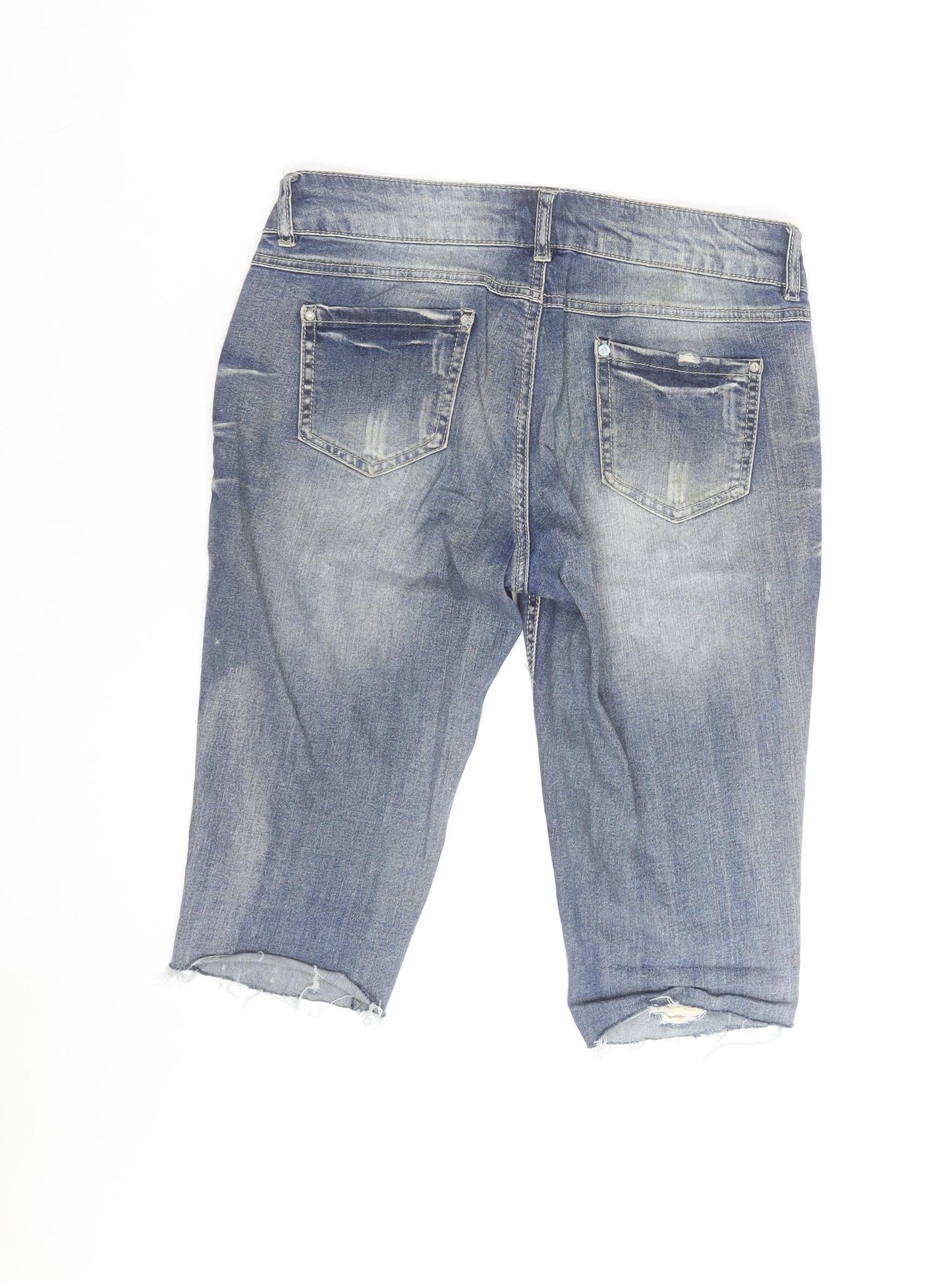 Blue Spice Womens Blue Distressed Denim Bermuda Shorts Size XS