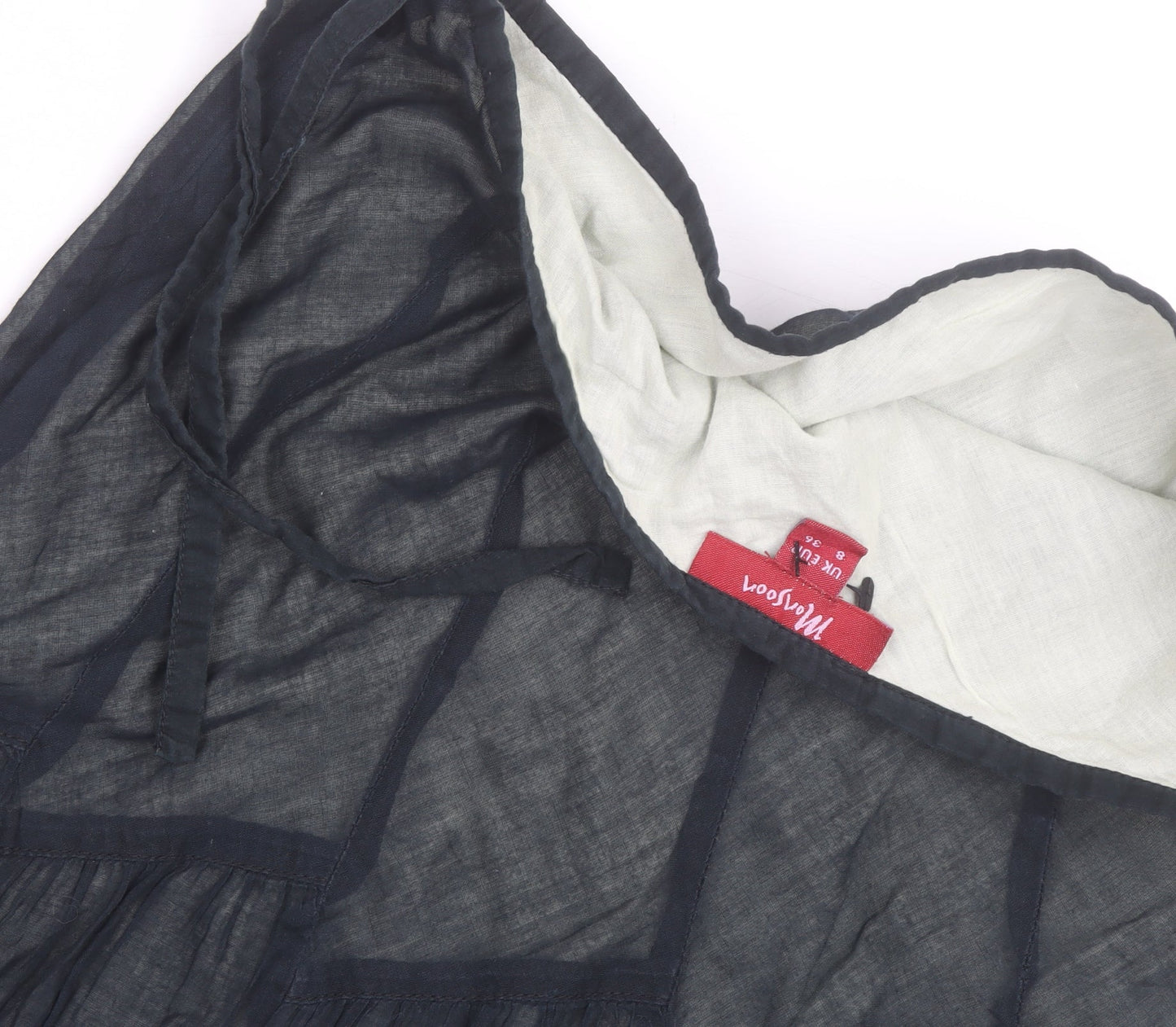 Monsoon Women's Black Embroidered Cotton Midi Peasant Skirt Size 14