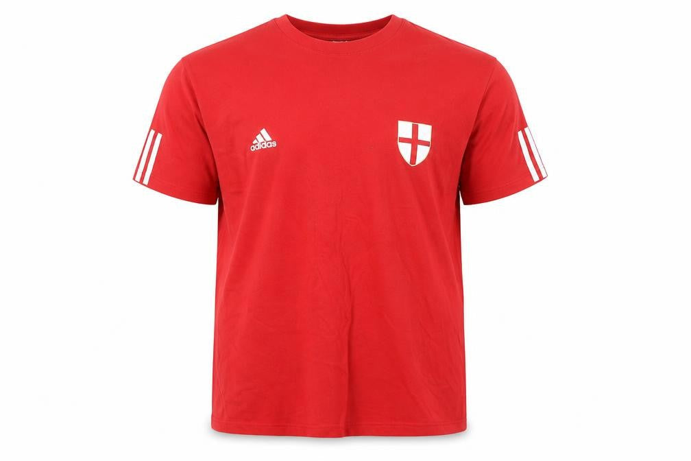 Front view of Adidas men’s red england logo xl short sleeve sports t-shirt