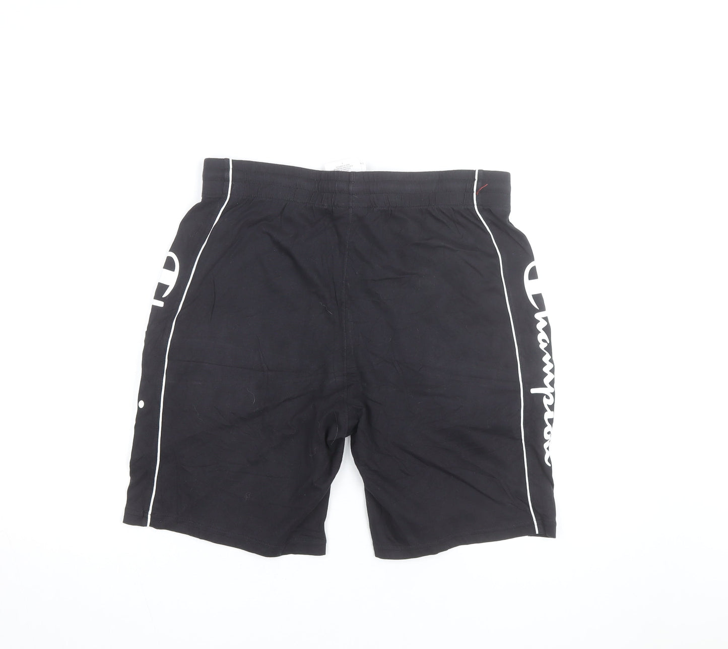 Champion Men's Black Large Sweat Shorts with Logo Trim