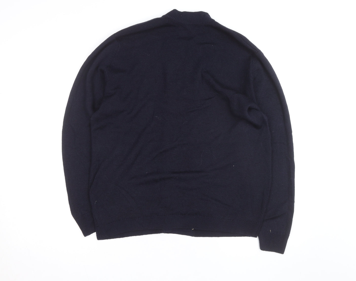 Straven Men's Blue Wool Cardigan L Classic Heavyweight Knit