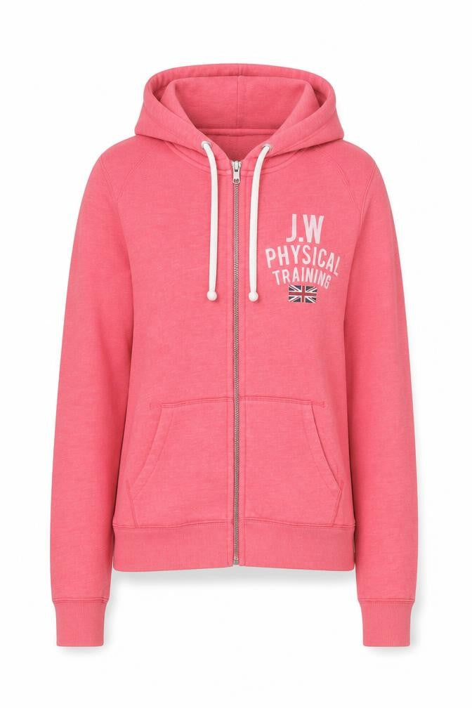 Jack Wills Womens Pink Full Zip Hoodie UK 8 Casual Lined Sweatshirt