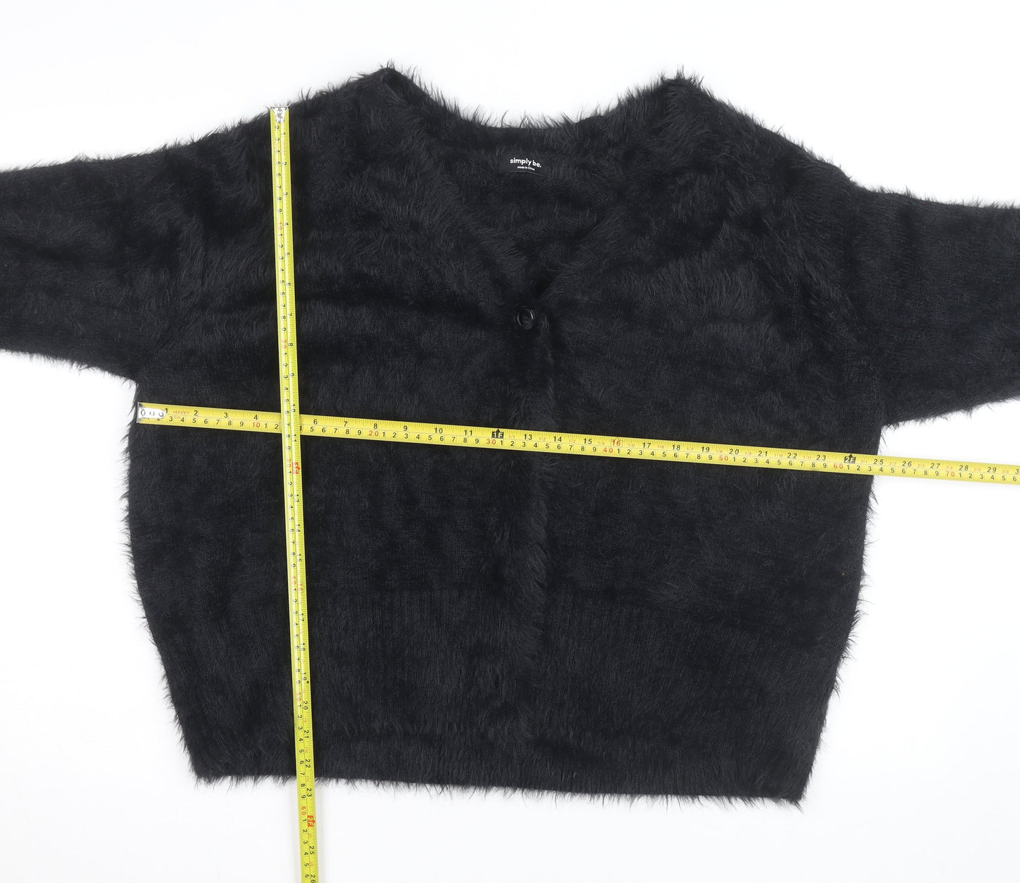 Simply Be Women’s Black Fuzzy V-Neck Long Sleeve Cardigan Size 20
