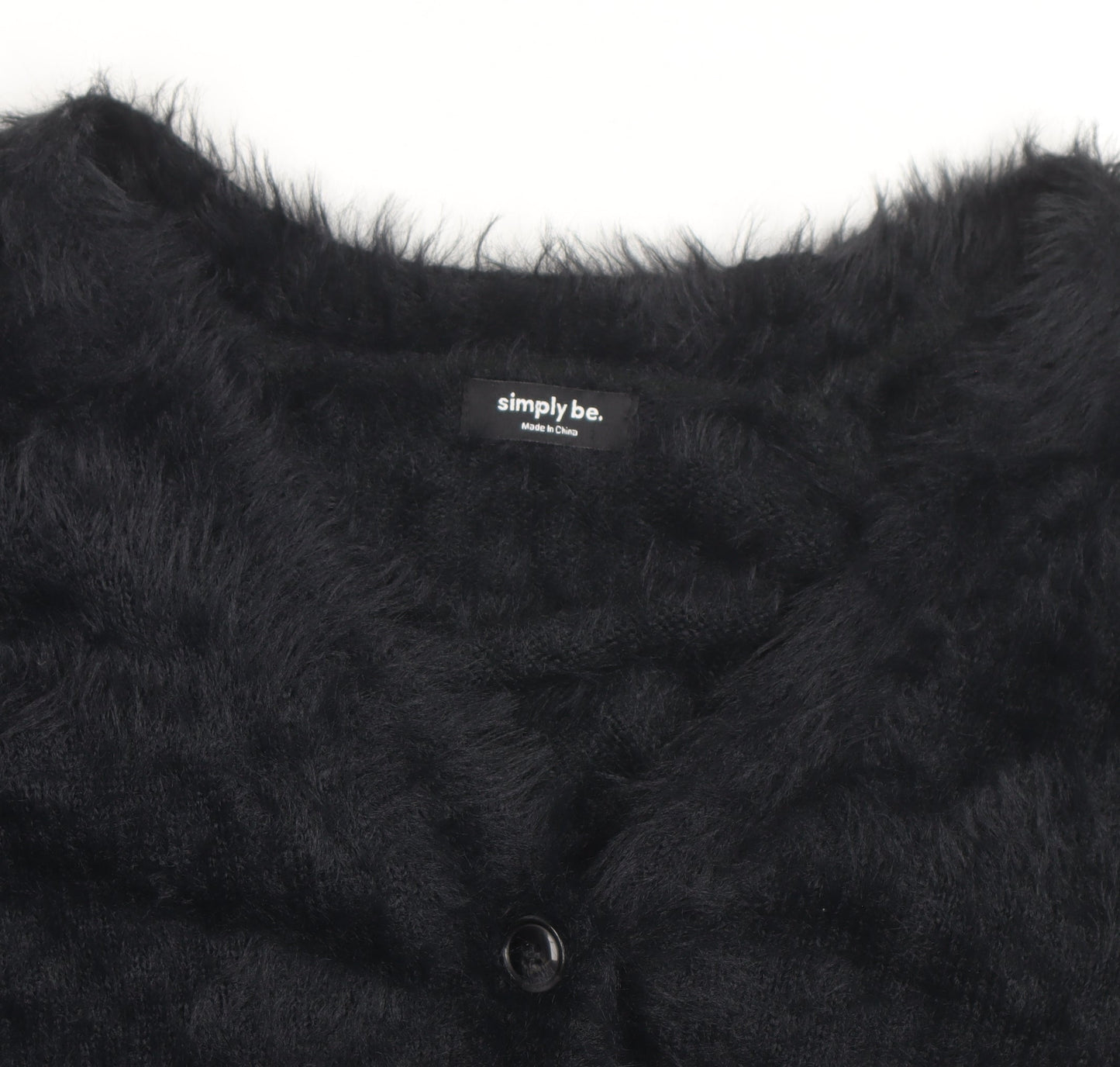 Simply Be Women’s Black Fuzzy V-Neck Long Sleeve Cardigan Size 20