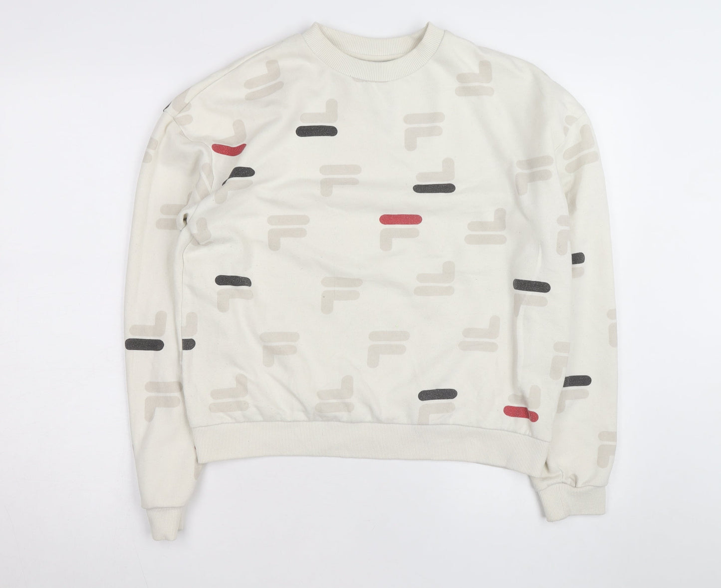 FILA Men's Beige Graphic Logo Pullover Sweatshirt Size M