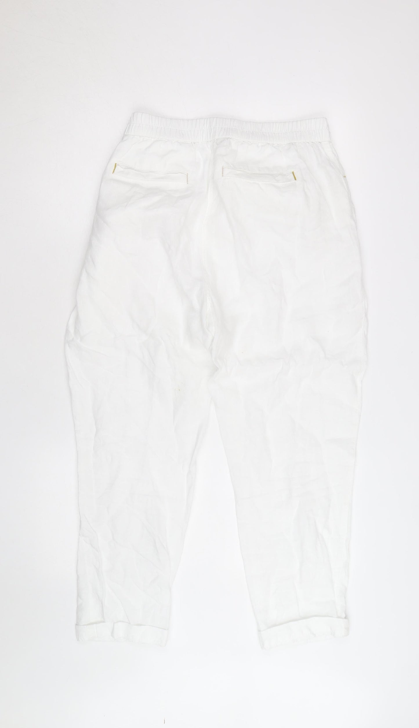 White Stuff Womens White Linen Cropped Trousers Size 14